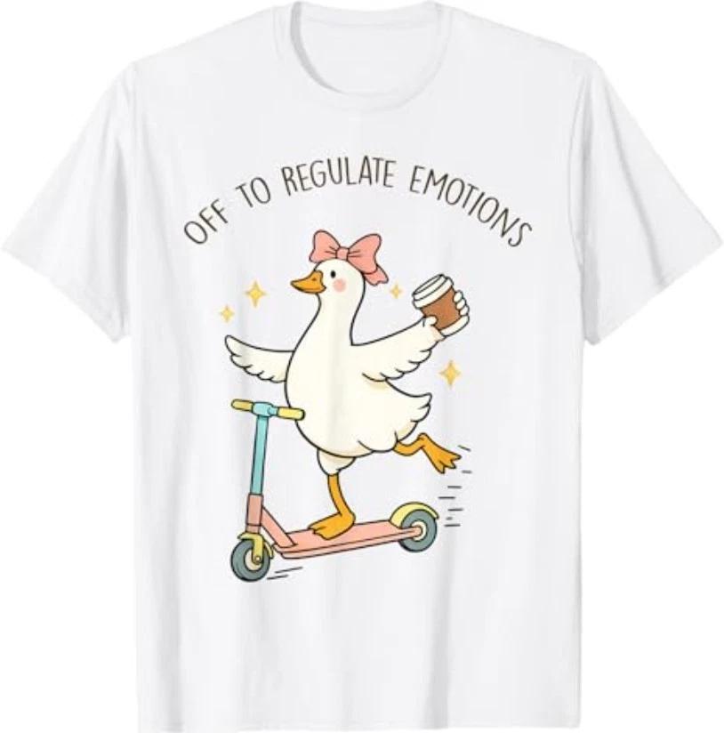 Off to Regulate Emotions Goose Funny Mental Health Counselor T-Shirt L