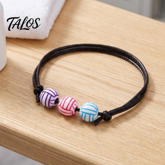 Durable Braided Rope Accessory 4 Pcs Sports Balls Bracelets, Adjustable String Bracelet, Unisex Athletic Wristband Handmade Woven Cord Team
