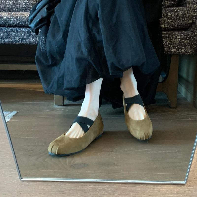 Round Head Shallow Mouth Single Shoes Female Spring and Autumn New Retro Gentle Fairy Ballet Flat Mary Jane Shoes