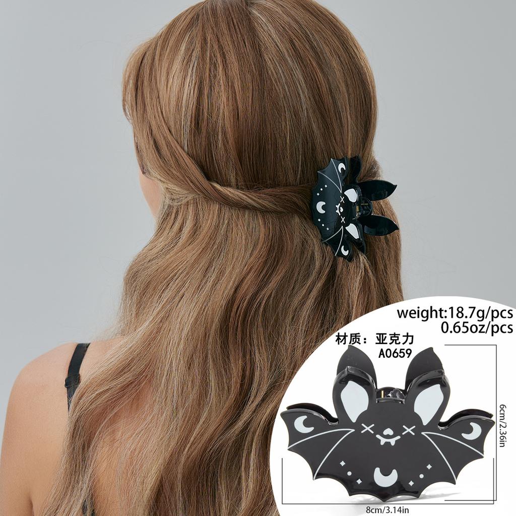 Funny Halloween Pumpkin Butterfly Grab Clip, Ghost Acrylic Spider Web Disc Hair Hairpin Head Jewelry