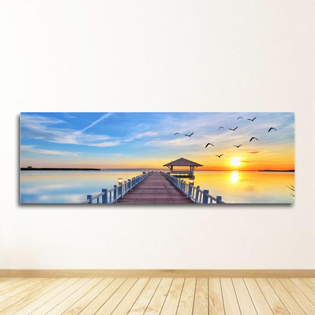Panorama Scandinavo Immagine da Parete per Soggiorno Tramonti Mare Naturale Spiaggia Paesaggio Poster e Stampe Tela Pittura