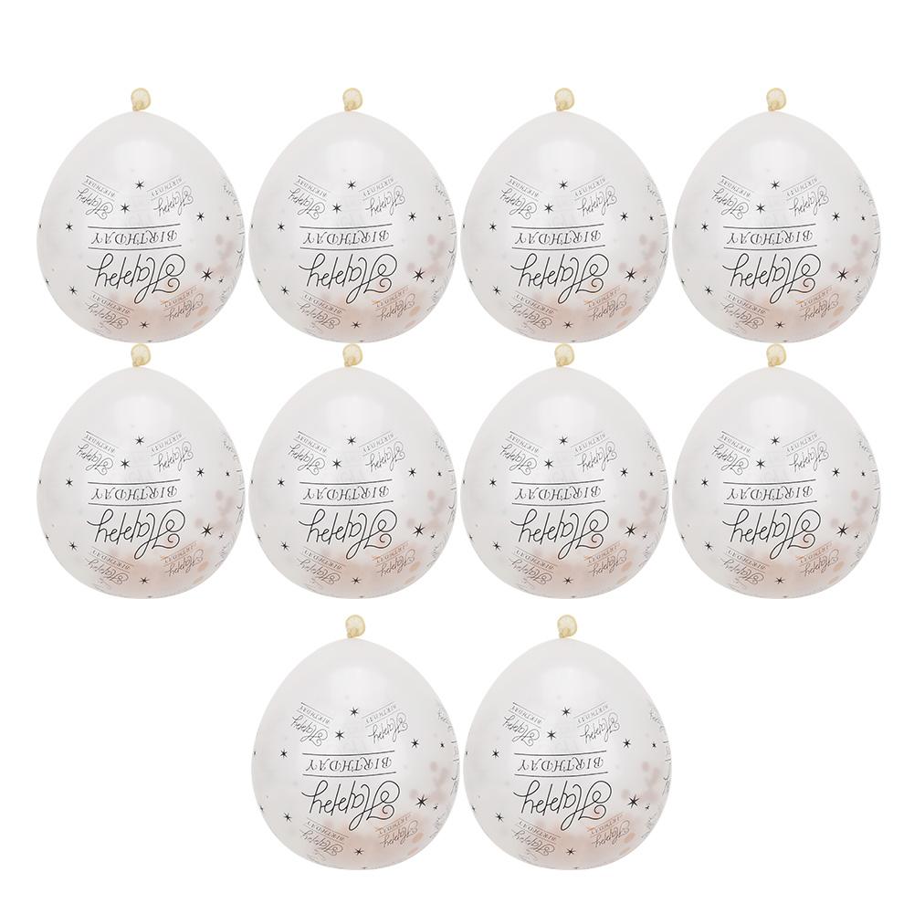 

10 шт. латексных прозрачных шаров с надписью «С днем рождения» для дня рождения, годовщины свадьбы, декабря rose gold sequin