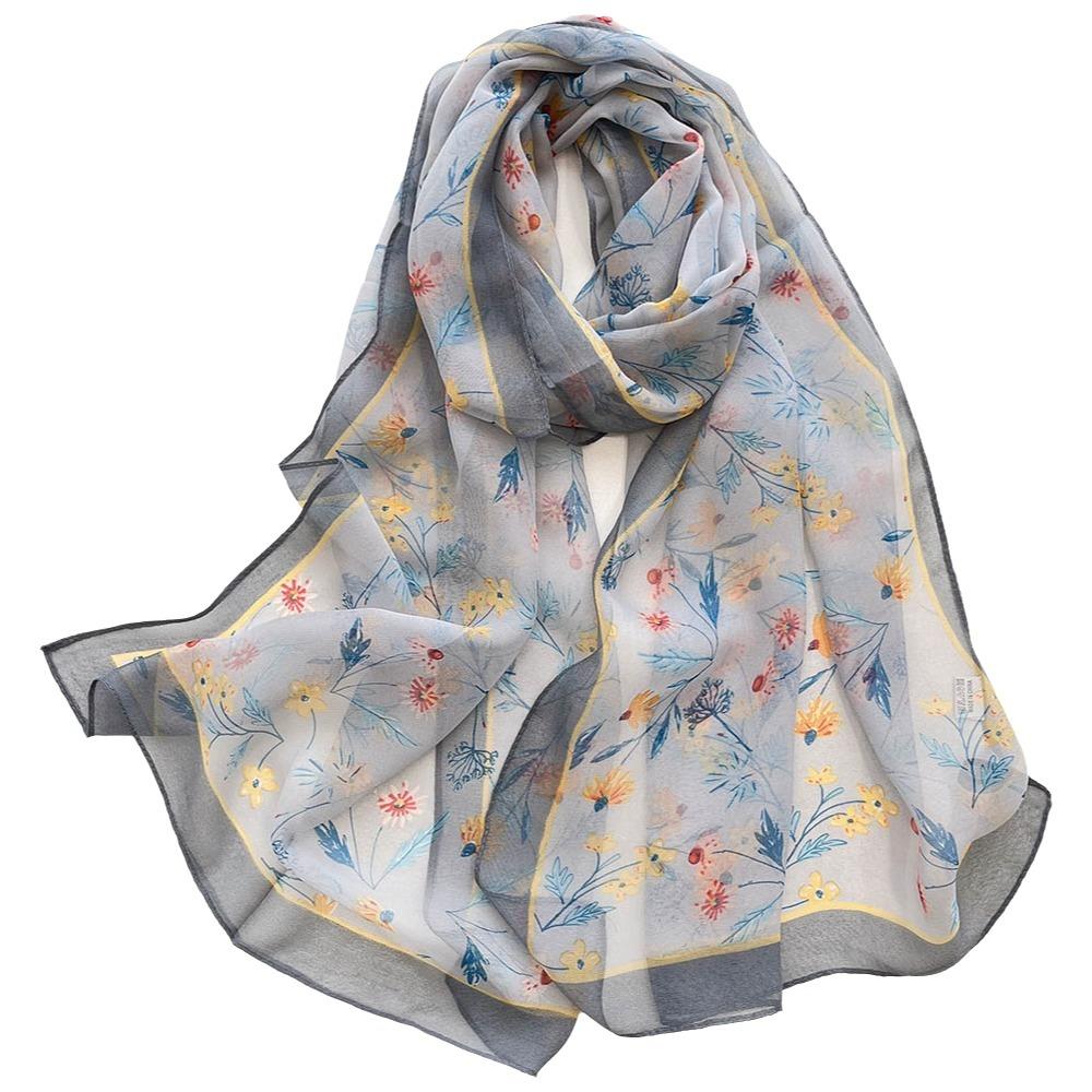 Breathable Silk Scarf Sun-Resistant Bandana Durable Beach Shawl  for Women