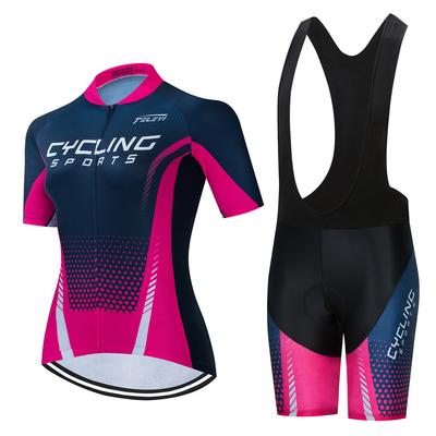 Cycling Jersey Sets Women MTB Bike Jersey Bib Shorts Suits Anti-UV Bicycle Shirts Mountain Road Top Bottom Girl Female Pink