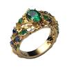 Hollow Carved Flower Inlaid Colorful Zircon Ring for Commuting, Elegant and Luxurious Light Style Ring