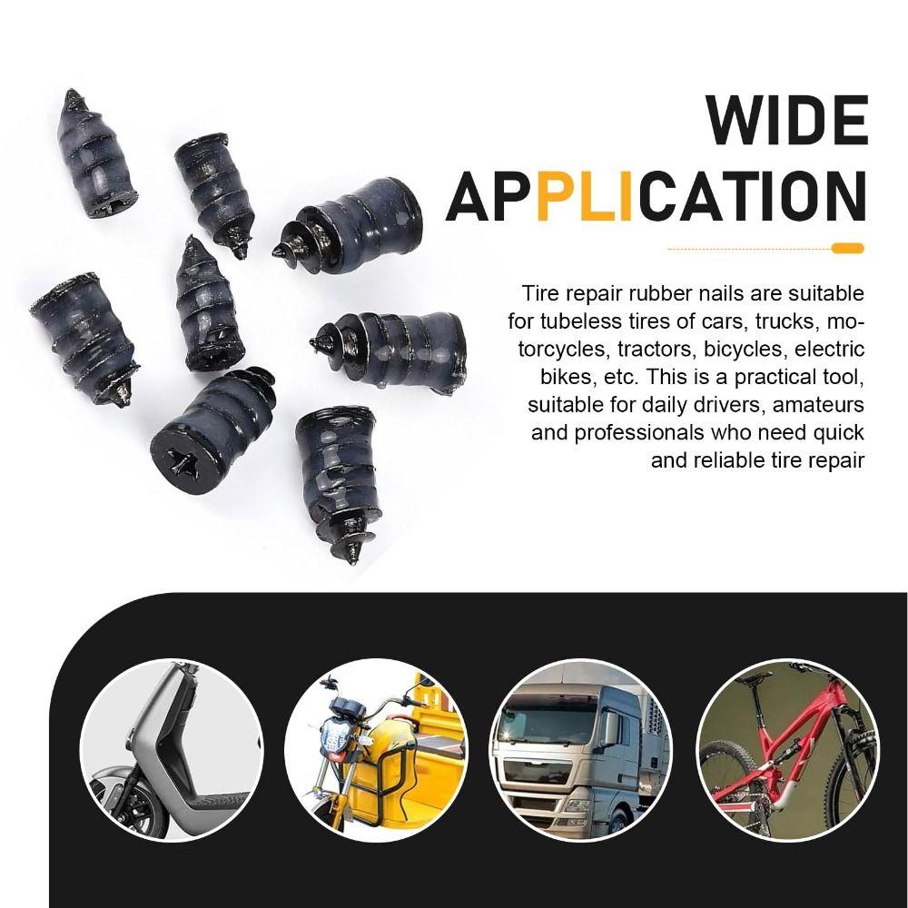 50Pcs S/M/L/XL Spiral Rubber Screws Self-Service Tool Tire Screw Plugs Motorcycle Tire Repair