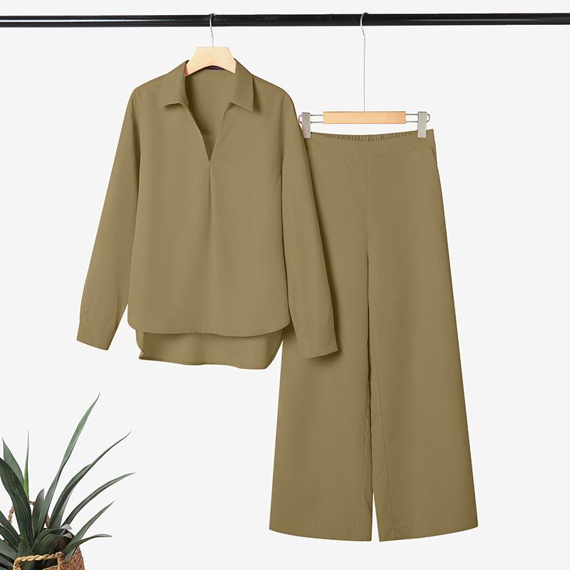 ZANZEA Women Long Sleeve Blouse and Pants Casual Two Piece Suit Sets