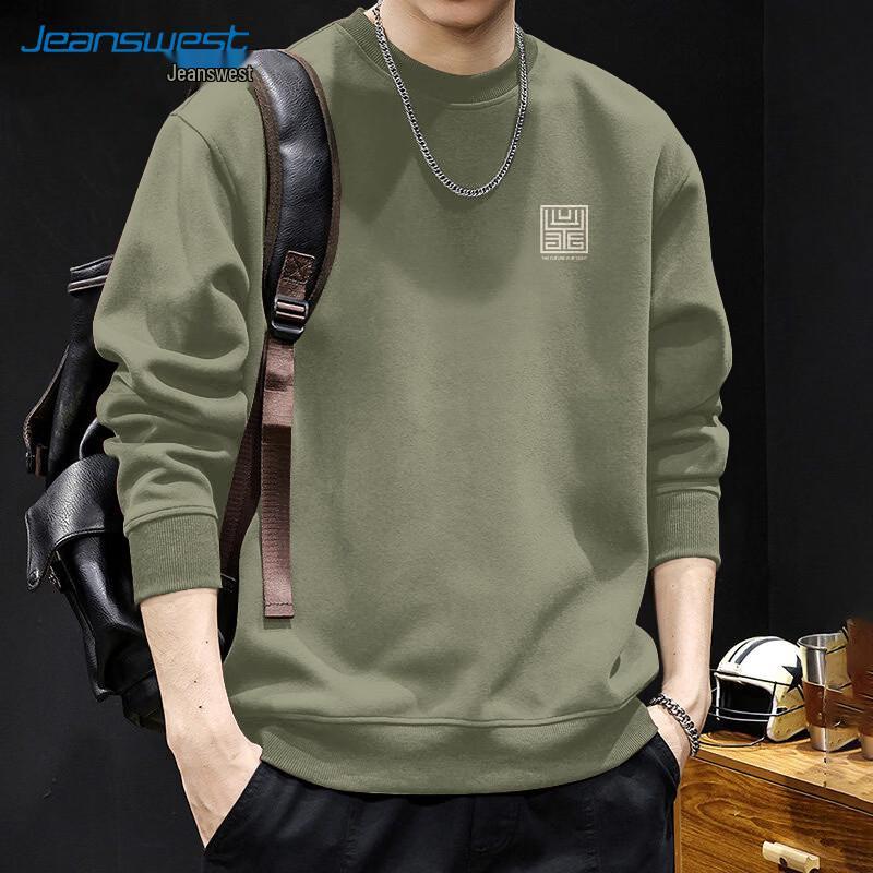 Jeanswest Men's Casual Logo Print Pullover Long Sleeve T-Shirt
