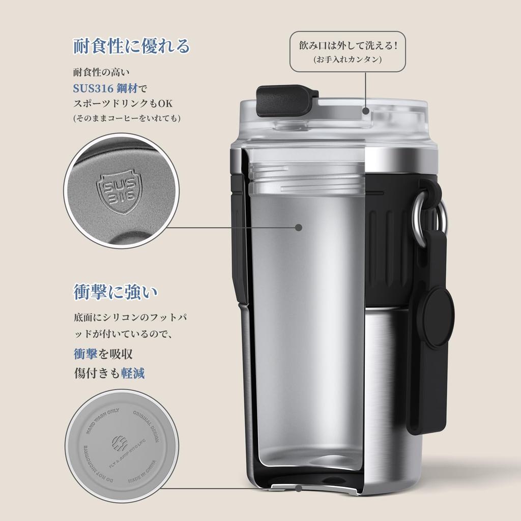 FJbottle Water Bottle Tumbler Thermal Insulation Direct Drinking Lid Strap Included Vacuum Insulated Portable Convenience Store Cup Portable Mug