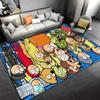 Rick and Morty Character Group Collage on Blue Area Rug, Chaotic Cartoon Ensemble Design, Animated Series Cozy Home Floor Decor, All Seasons Gift
