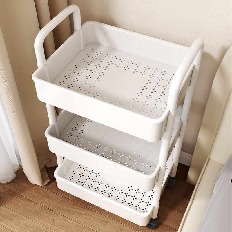 3/4 Tier Multi-Functional Household Trolley With Handle And Wheels To Move Bathroom Shelves Household Snacks Storage Rack