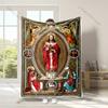 1PC Jesus' Holy Grail with angels Faith-printed Flannel Blanket Soft and Warm Suitable for Home Travel Picnics Camping and RV