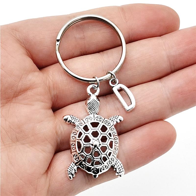 

26 букв инициала брелок черепаха кулон брелок милый черепаха брелок ювелирные изделия для любителей черепах подарки D