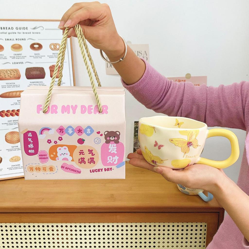 Butterfly Mug Design Sense High Value Coffee Cup Ceramic Water Cup Ins Style Breakfast Cup Sends Girls Gift