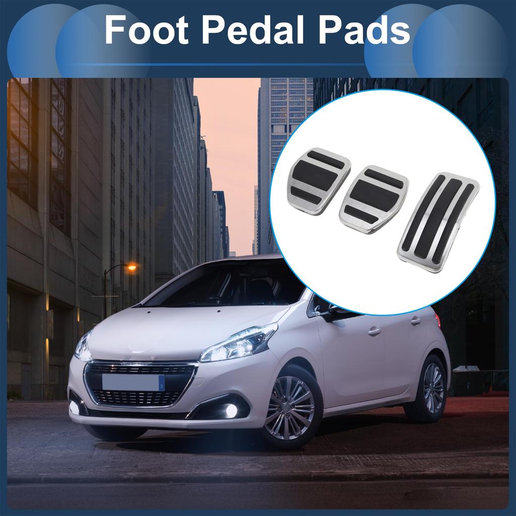 ABSOPRO 1 Set Manual Footrest Pedal Footrest Pedal Footrest Dead Pedal Pad Covers for Peugeot 208 Stainless Silver Tone Covers, Pads, 2013-2018,