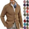 Men's Casual And Trendy Solid-color Warm Sweater Jacket, Men's Long-sleeved Button-up Stand-up Neck Knitted Sweater