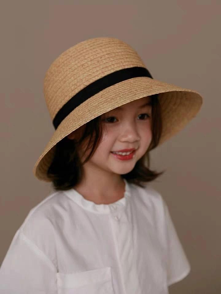 Japanischer Neuer Kinderbaby Einfacher und Großzügiger Reise Sonnenschirm Sonnenschutz Raffi Strohhut Handgestrickter Sonnenhut 58cm adult beige