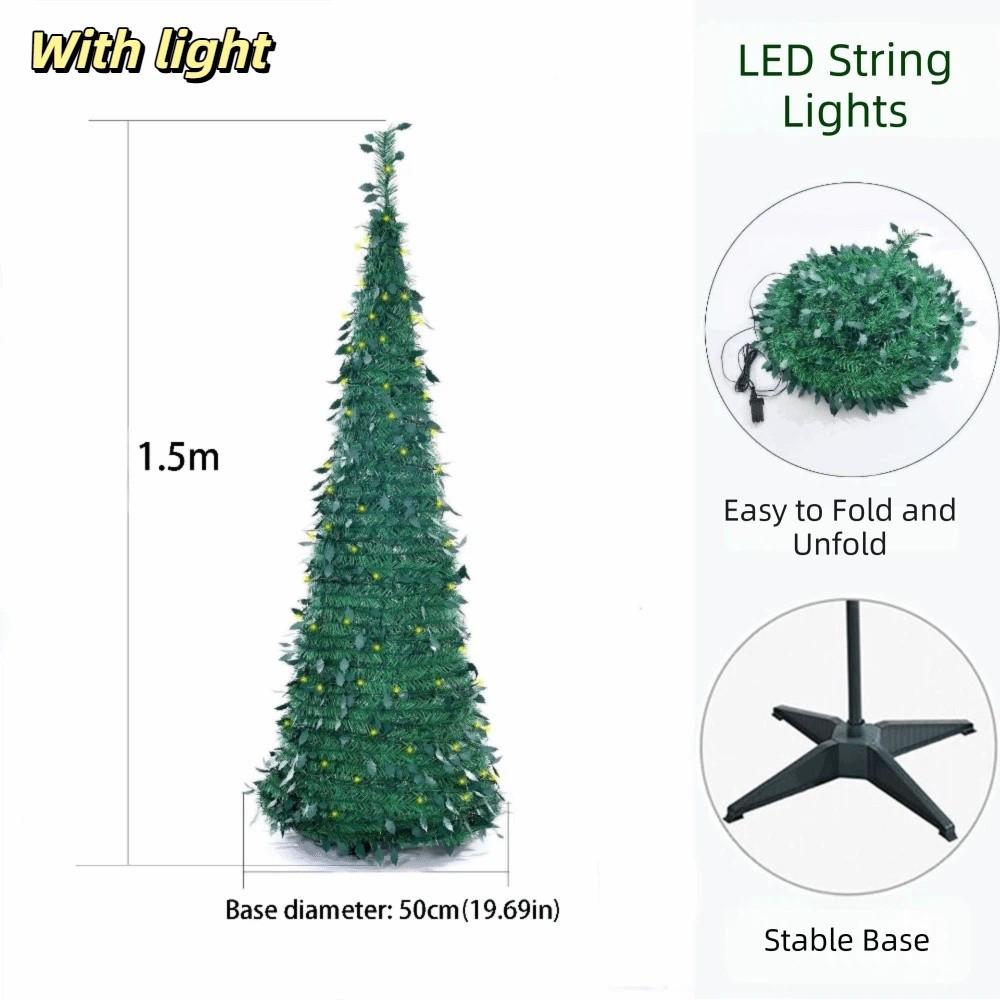 Warm White Lights Folding Christmas Tree Pre-Decorated Collapsible Holiday Tree  Festive Decor