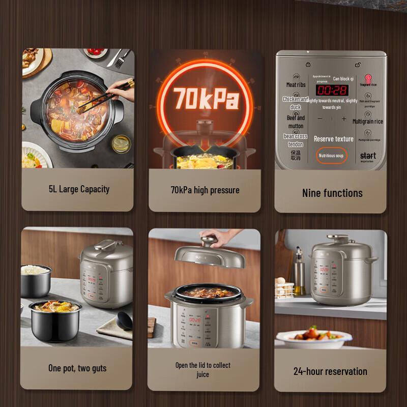 Supor 5L Smart Electric Pressure Cooker with Dual Pots CN plug (adapter included)
