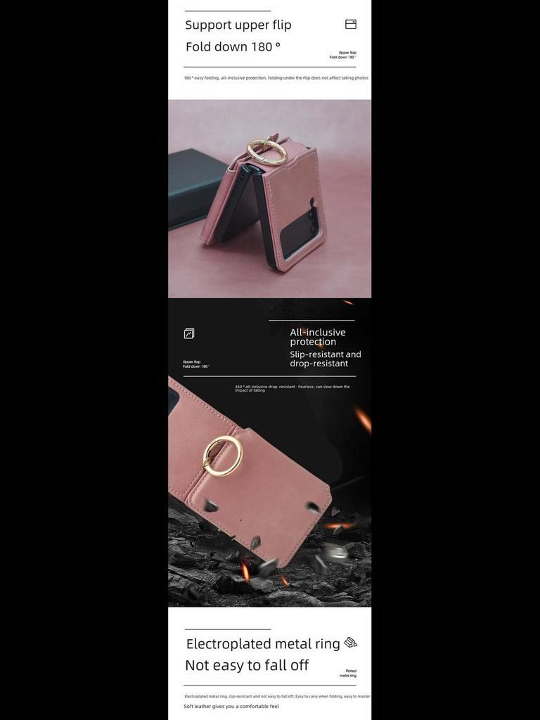 "Samsung Z Flip 4/5 Leren Hoesje met Kaartsleuf en Standaard, Kalfspatroon"