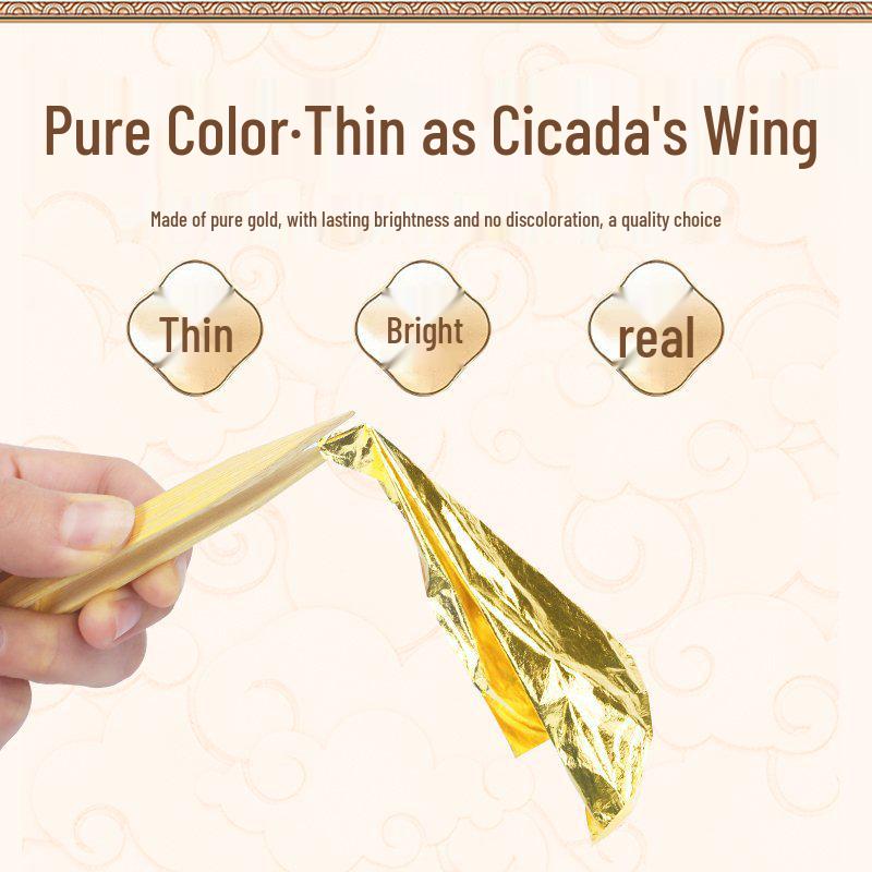 24K Gold Leaf Sheets for Decoration - 99% Pure, Ideal for Buddha Statue Gilding, Art Projects & Crafts - 10 Sheets