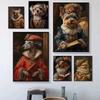 Interesting Gorgeous Dog Holding Book Reading Poster Aclassical Pet Artwork Prints Canvas Painting Wall Pictures Classroom Decor
