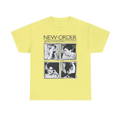 New Order Grafikdruck Bandkunst Schwarzweiß Unisex Schweres Baumwoll-T-Shirt