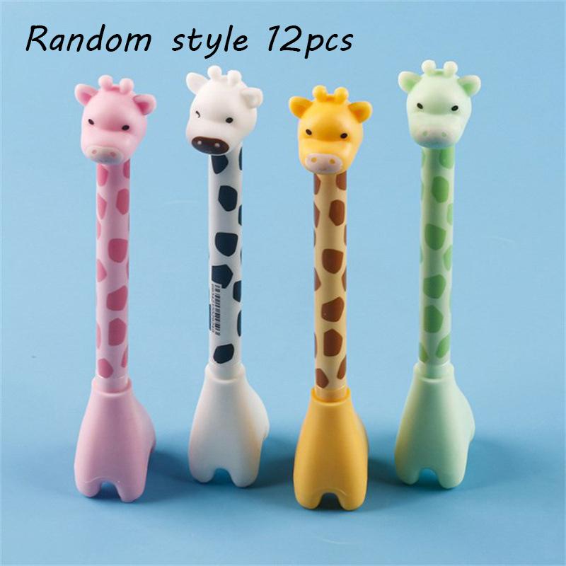 12Pcs 0.5mm Standing Giraffe Pen Pretty Aesthetic Funny Giraffe Gel Pen 0.38mm Creative Cute Writing Pen School Office Supply