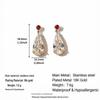 18K Gold Waterproof Zirconia Water Drop Earrings, European & American Style, Stainless Steel & Titanium, Women's Jewelry
