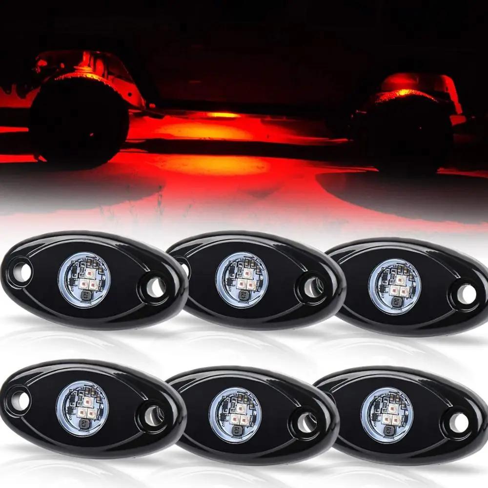 Red Rock Lights 6 Pcs Cars LED Lights for ATV SUV Offroad Car Truck Boat Underbody Glow Trail Rig Lamp Underglow LED Neon Lights