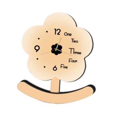 Simple Silent Small Flower Pendulum Clock Non-slip Ornament Wood Desk Clock Accurate Easy To Read Tabletop Statue Clock Desktop