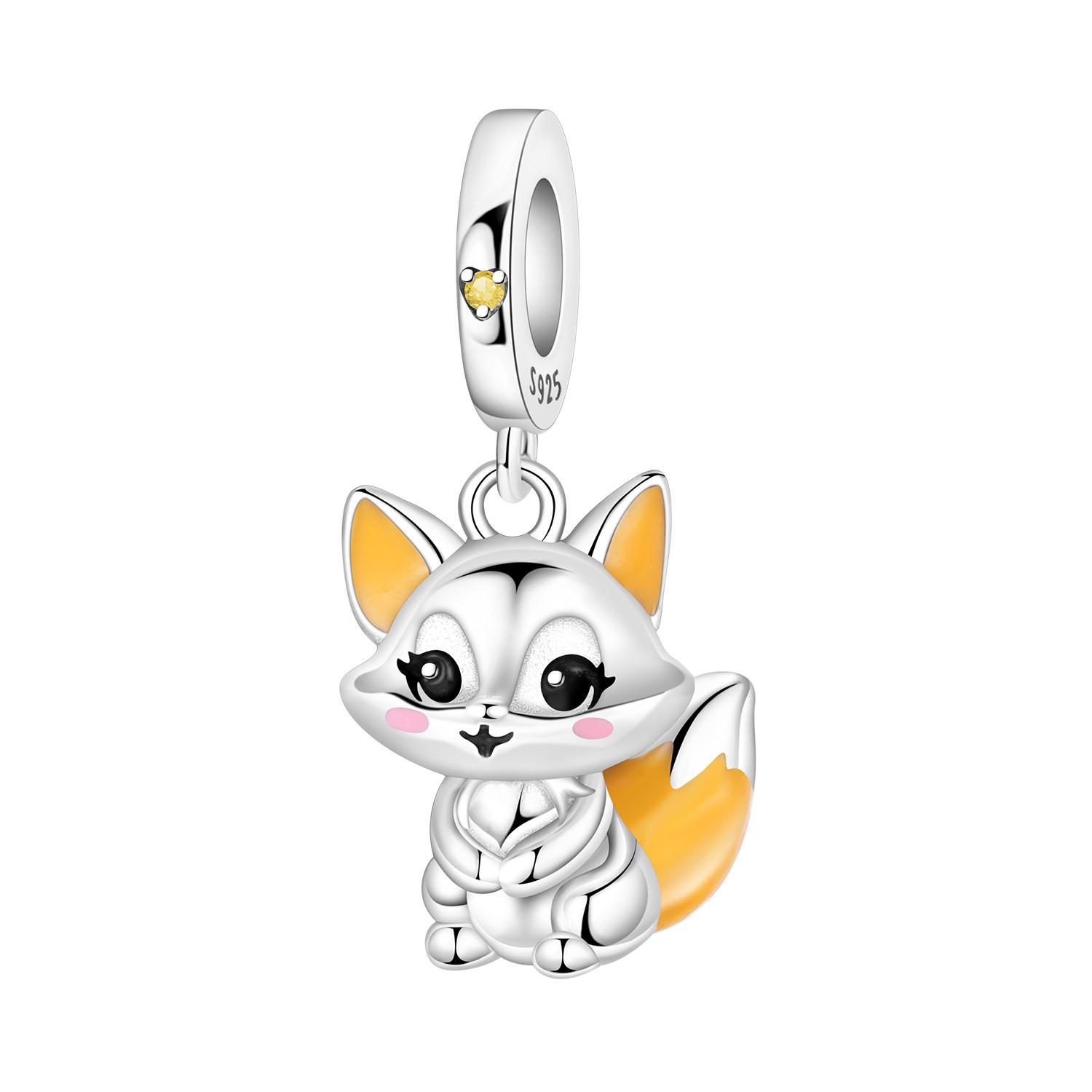 

Exquisite Exquisite 925 Silver Cute Fox Animal Pendants Bracelet Charms Jewelry Party Beads Diy Trendy Gifts