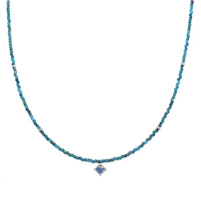 Slim Gemstone Blue Apatite Necklace