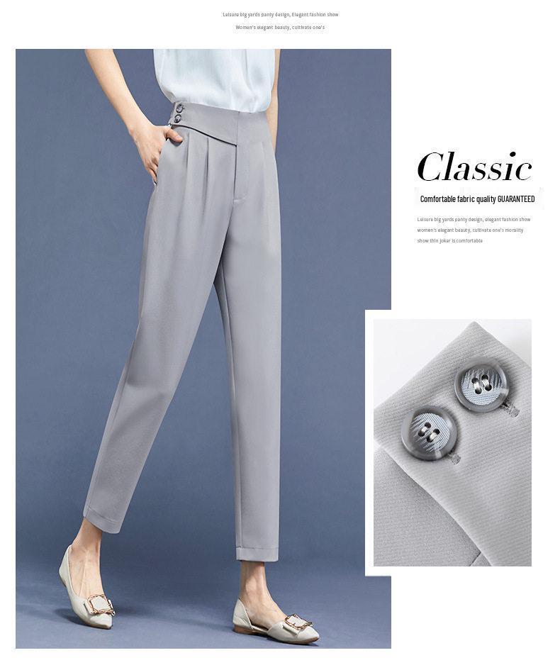 2026 Spring/Summer Women's High-Quality Cropped Trousers: Fashionable Drape Suit, Thin & Casual