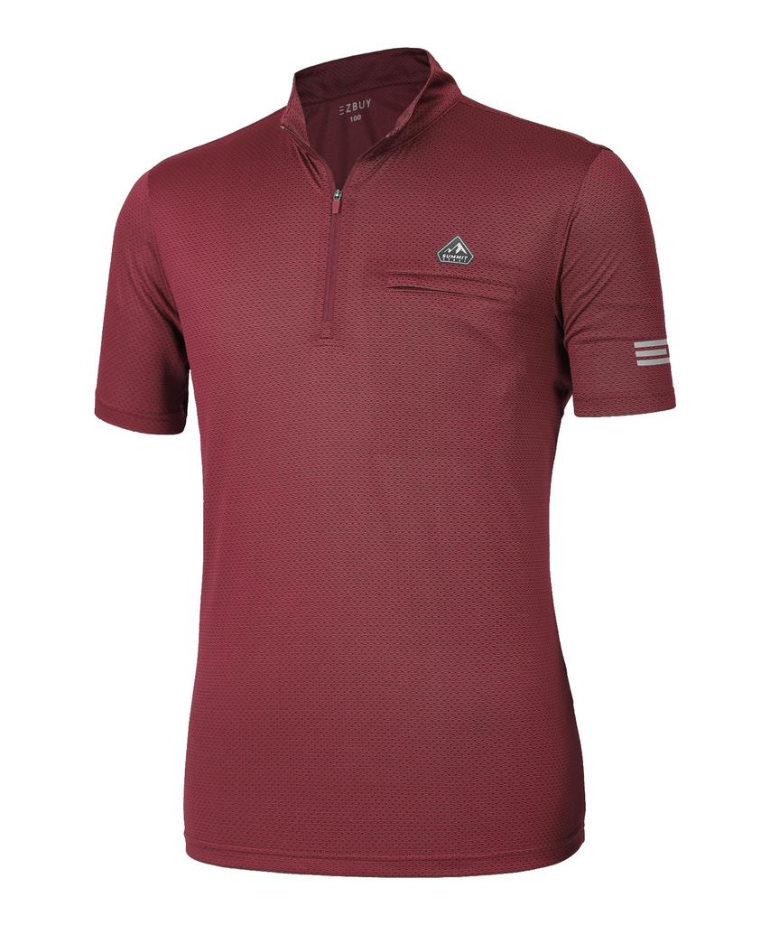 EXTRASPORTY [2Pack] Men'S Modern Air Honeycomb Mesh Short Sleeve Zip-Up T-Shirt 5 Colors (D Type)