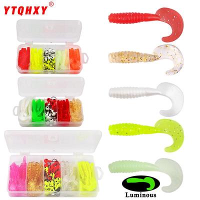 Set di Esche Artificiali in Silicone: Amo con Testa Piombata, Verme Morbido, Coda Riccia, 10 Colori, Ideale per Persico Trota & Pesce Mandarino.