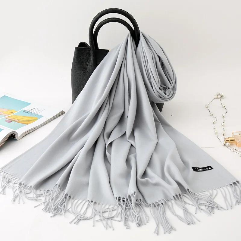 Autumn Winter Solid Imitation Cashmere Scarf for Men Women Tassel Intensification Warm Shawl Fashion Necklaces Wrap Long Scarves