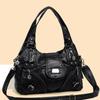 Weiche Ledertasche, Mom Bag, Handtasche mit mehreren Fächern, Lässige Umhängetasche, Crossbody-Tasche