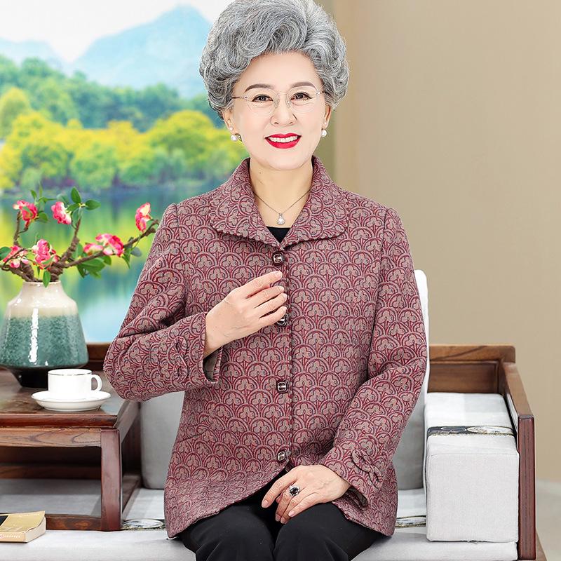 Plus Size Cardigan Jacket for Women 70-80: Spring/Autumn Outerwear for Middle-Aged & Elderly