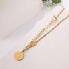 Retro Light Luxury Rose Gold Double-Layer Ot Buckle Round Brand Necklace Niche Sweater Chain Autumn And Winter Collarbone Chain