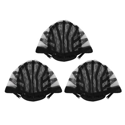 3 STÜCKE Elastische Perückennetzkappe Schwarz Nylon Atmungsaktiv Dehnbar Falsches Haar Abdeckung für Cosplay Make-up