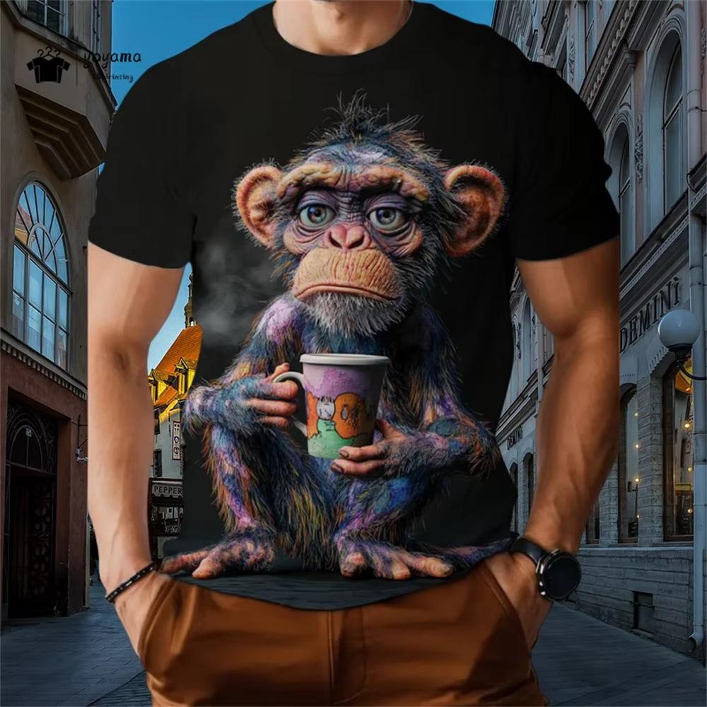 Nouveau T-shirt d'été pour homme avec impression numérique 3D personnalisée Animal Mode Confortable Lâche Grande Taille Col Rond Manches Courtes