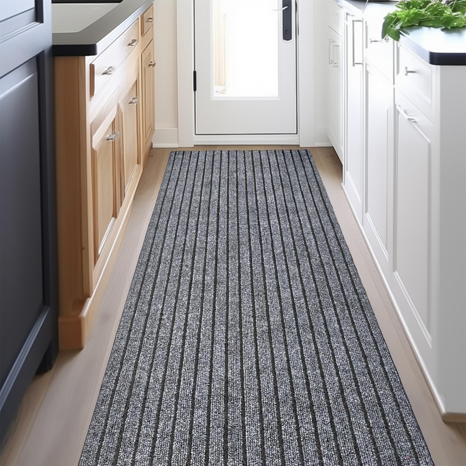 Gestreept Vloerkleed, Entree Hal Vloermat Kleed, Huishoudelijk Absorberend Antislip Keukenkleed 40x60cm grijze kleur