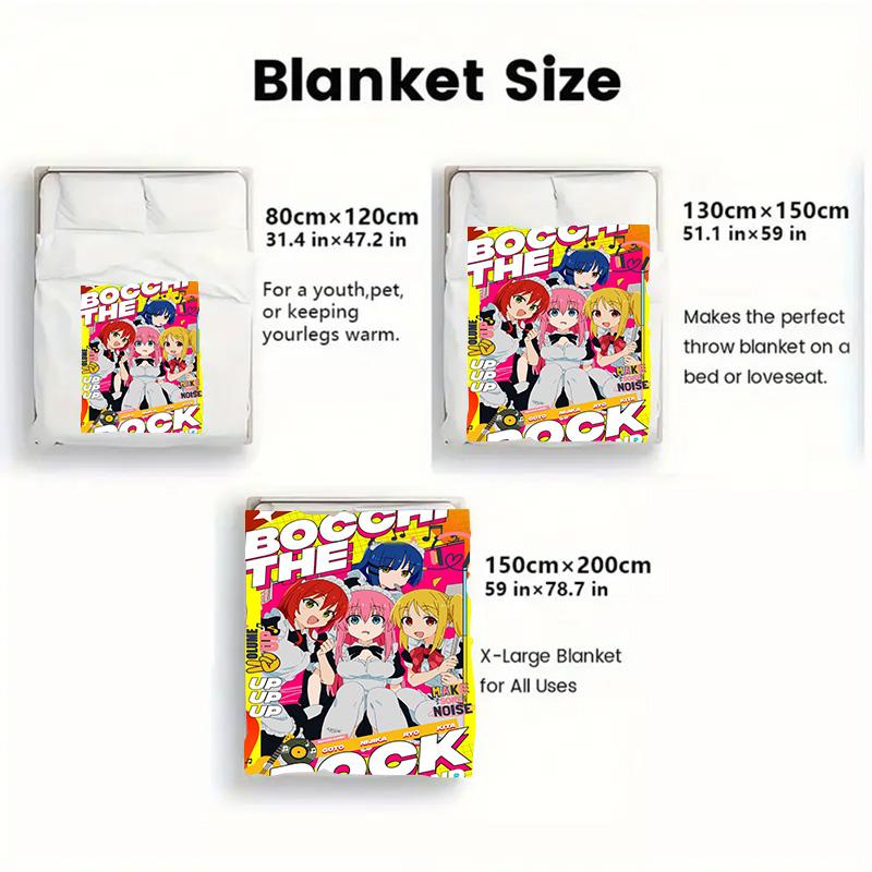 Bocchi the Rock 2D Flat Pattern Flannel Blanket High Quality All Seasons Warmth and Comfort Perfect for Christmas Gifts.DMT0925198