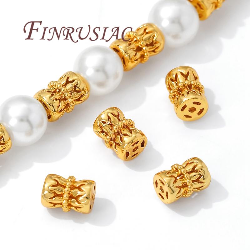 7.5mm*5.6mm 18K Gold Plated Hollow Spacer Beads For Jewelry Making,Separators For Bracelet Accessories,Metal Beads,Necklace Bead