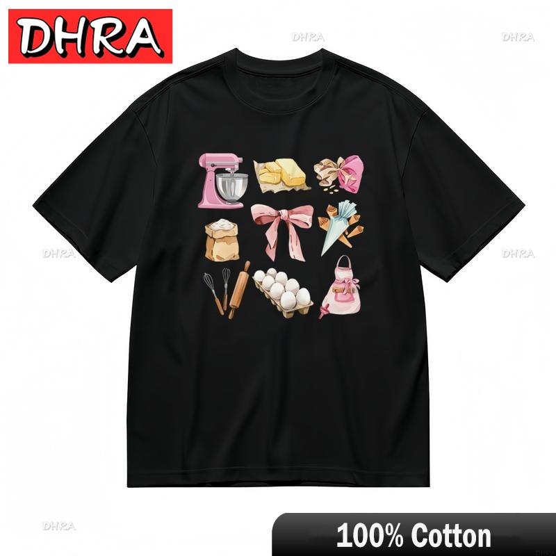 Unisexs Comfy Breathable Classic TShirt Pink Baking Tools Illustration Design Tee Classic Y2K TShirts Tees for Unisex TShirt Boys 4XL