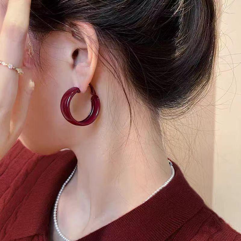 Retro Ankara Red Hoop Earrings: 2026 Trendy High-End Women's Jewelry