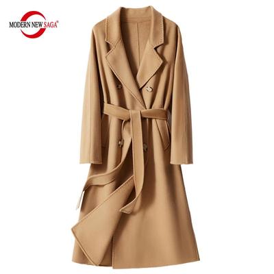 Abrigo 100% de lana para mujer, abrigo moderno de nueva SAGA de otoño, abrigo largo de lana hecho a mano, abrigo de guisante, Chaqueta larga de lana cálida para invierno, abrigo