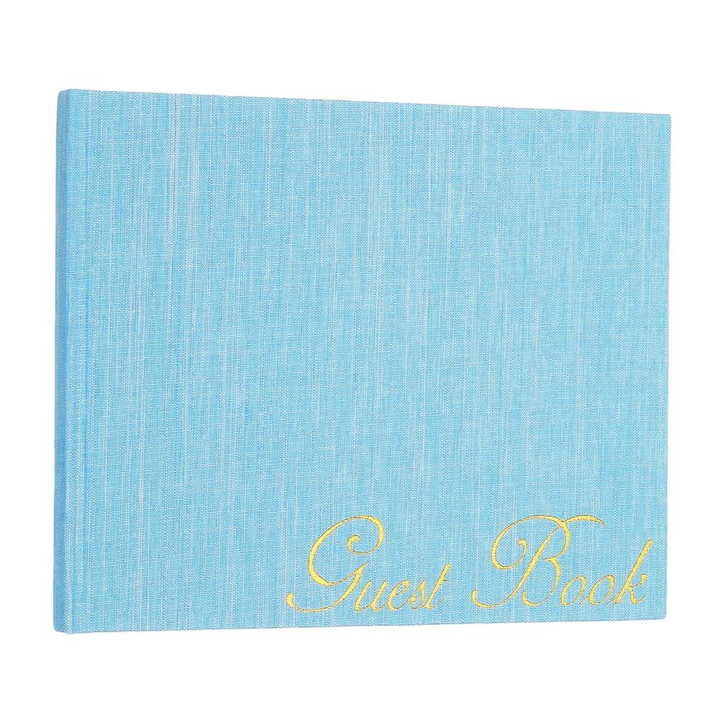 Elegant Fabric Cover Guestbook 23x18cm Wedding Guest Book Stylish Sign in Book with 50 Blank 120GSM Paper for Reception Birthday