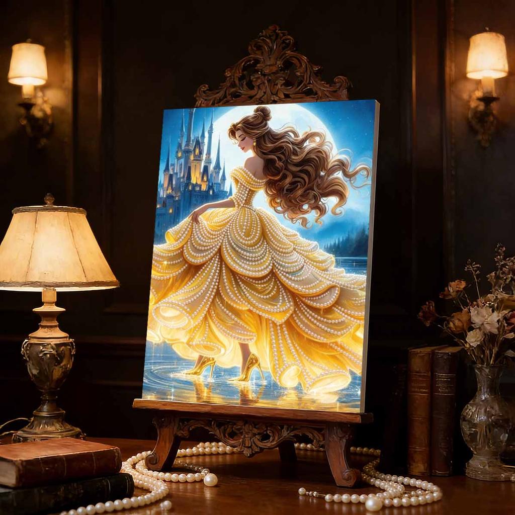 Disney Belle DIY Artificial Pearl Artwork This is a handmade gift that can be used for wall decoration and is suitableforbothhomeandofficeenvironments